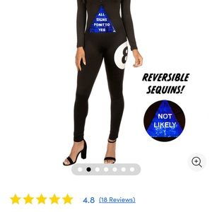 Halloween costume: Tipsy elves magic 8 ball onesie.